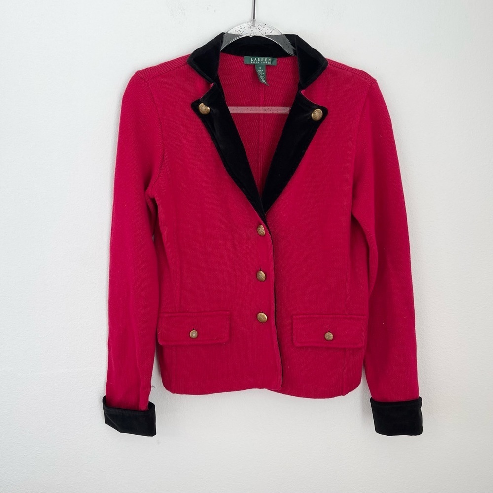 Ralph Lauren Women's small Equestrian Riding Sweater Jacket w/ Velvet Collar